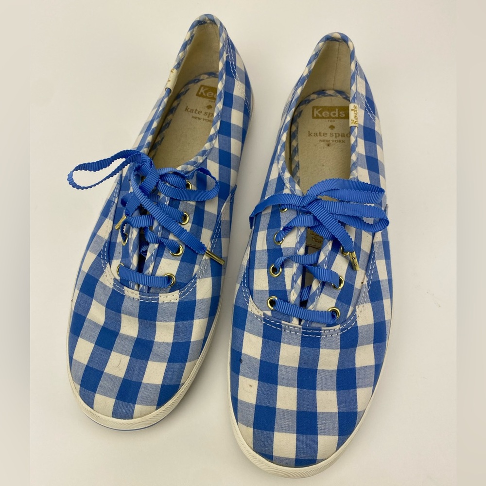 Kate Spade x Keds Champion Blue Gingham Sneakers Size 9